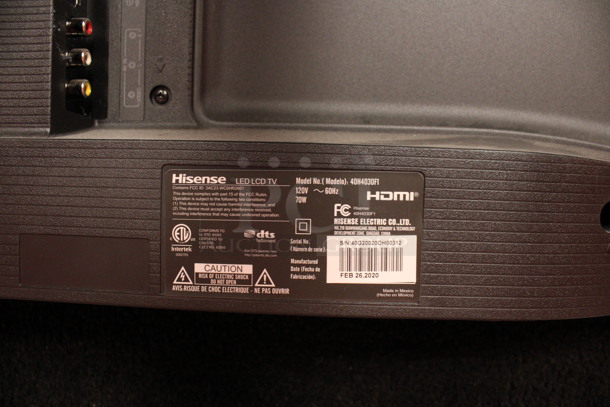 2020 Hisense Model 40H4030FI 40" LED LCD Television w/ 2 Feet and Remote. Buyer Must Pick Up - We Will Not Ship This Item. 120 Volts, 1 Phase. Tested and Working! - Image 7 of 9