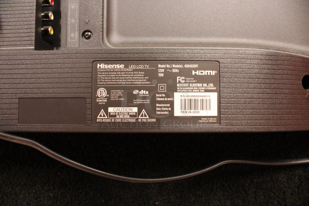 2020 Hisense Model 40H4030FI 40" LED LCD Television w/ 2 Feet and Remote. Buyer Must Pick Up - We Will Not Ship This Item. 120 Volts, 1 Phase. Tested and Working! - Image 8 of 10