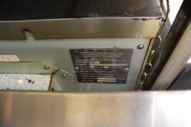2 Turbochef Model NGCD6 Tornado Stainless Steel Commercial Countertop Electric Powered Rapid Cook Ovens on Stainless Steel Commercial 2 Tier Equipment Stand on Commercial Casters. 208/240 Volts, 1 Phase. 30x30x60. 2 Times Your Bid! - Image 9 of 9