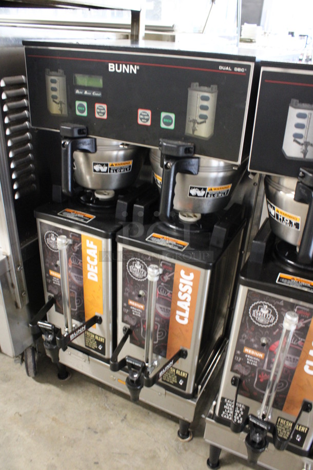 2016 Bunn Model DUAL SH DBC Stainless Steel Commercial Countertop Dual Coffee Machine w/ 2 Stainless Steel Brew Baskets and 2 Bunn Model SH SERVER Satellite Servers. 120/208-240 Volts, 1 Phase. 18x24x36. Tested and Working! - Image 2 of 6