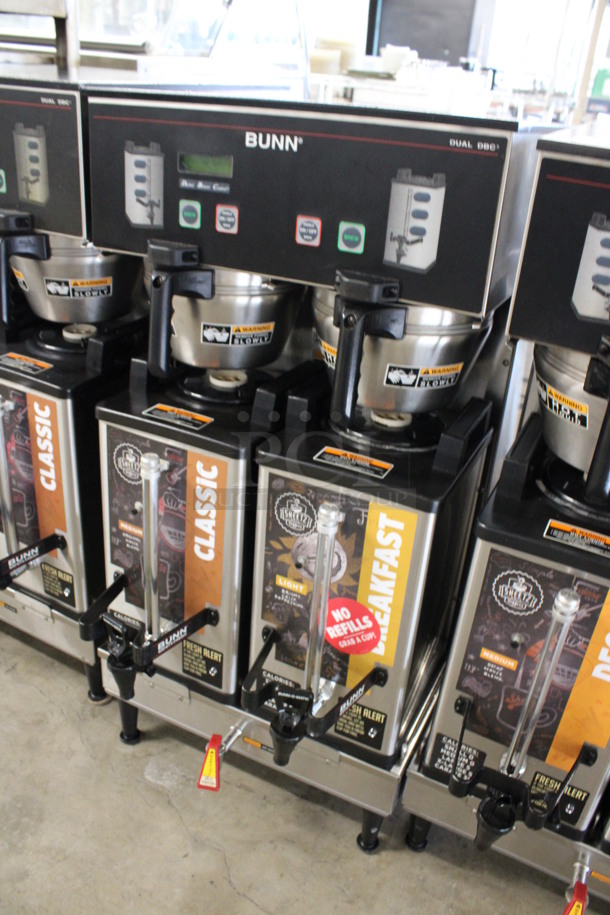 2014 Bunn Model DUAL SH DBC Stainless Steel Commercial Countertop Dual Coffee Machine w/ Hot Water Dispenser, 2 Stainless Steel Brew Baskets and 2 Bunn Model SH SERVER Satellite Servers. 120/208-240 Volts, 1 Phase. 18x24x36. Tested and Working! - Image 3 of 6