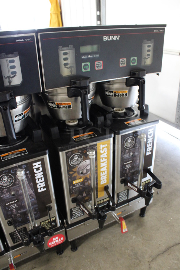 2012 Bunn Model DUAL SH DBC Stainless Steel Commercial Countertop Dual Coffee Machine w/ Hot Water Dispenser, 2 Stainless Steel Brew Baskets and 2 Bunn Model SH SERVER Satellite Servers. 120/208-240 Volts, 1 Phase. 18x24x36. Tested and Working! - Image 3 of 6