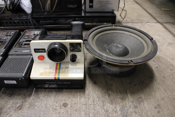 ALL ONE MONEY! Lot of Various Items Including Polaroid Camera, fisher Studio Standard AM FM Stereo Synthesizer Tuner and Realistic TRC-215 Radios in Blue Poly Bin! - Image 3 of 7