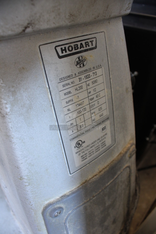 Hobart Legacy Model HL200 Metal Commercial 20 Quart Planetary Mixer w/ Stainless Steel Bowl, Bowl Guard and Whisk Attachment. 100-120 Volts, 1 Phase. 16x21x30. Tested and Working! - Image 6 of 6