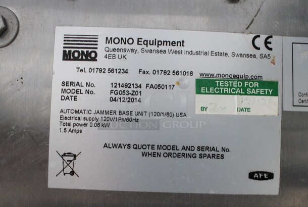 2014 Mono Model FG053-Z01 Metal Commercial Countertop Pastry Donut Filler w/ Hopper. 120 Volts, 1 Phase. 16x10.5x20. Tested and Working! - Image 5 of 6