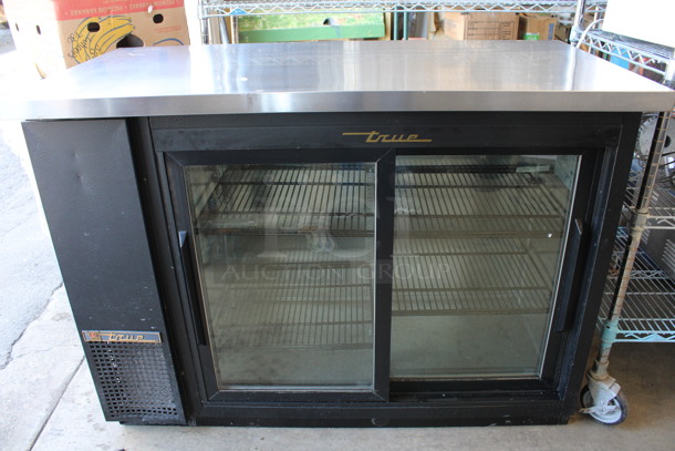 2016 True Model TBB-24-48G-SD-LD Stainless Steel Commercial 2 Door Back Bar Cooler Merchandiser. 115 Volts, 1 Phase. 49x24.5x36. Tested and Working!