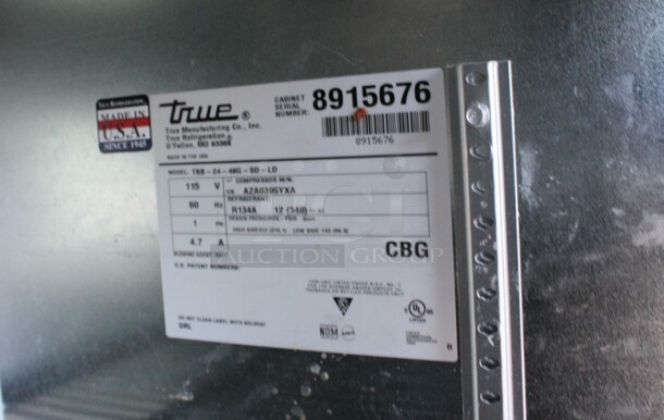 2016 True Model TBB-24-48G-SD-LD Stainless Steel Commercial 2 Door Back Bar Cooler Merchandiser. 115 Volts, 1 Phase. 49x24.5x36. Tested and Working! - Image 6 of 6