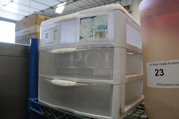 Clear and White Poly 3 Drawer Unit. 11x13x10 - Image 2 of 2