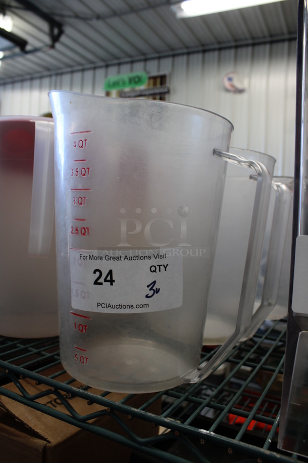 3 Various Clear Pitchers. Includes 9x7x10.5. 3 Times Your Bid! - Image 2 of 2
