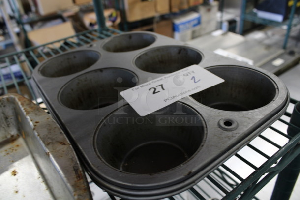 2 Metal 6 Cup Muffin Baking Pans. 8.5x12.5x2. 2 Times Your Bid! - Image 2 of 2