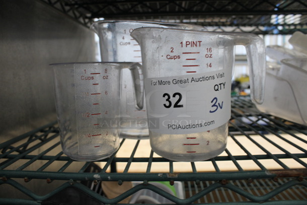 3 Various Clear Poly Pitchers. Includes 5x3.5x5. 3 Times Your Bid! - Image 3 of 3