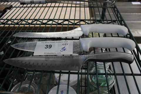 3 Various Metal Knives. Includes 13". 3 Times Your Bid!