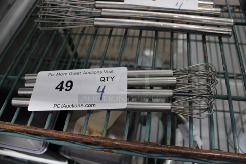 4 Metal Whisks. 8". 4 Times Your Bid!