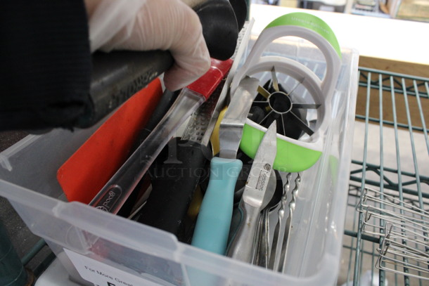 ALL ONE MONEY! Lot of Various Utensils Including Spatula and Wooden Spoon in Clear Poly Bin! - Image 4 of 4