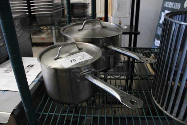 2 Metal Sauce Pots w/ Lids. 23x11.5x7, 16x8.5x6. 2 Times Your Bid!