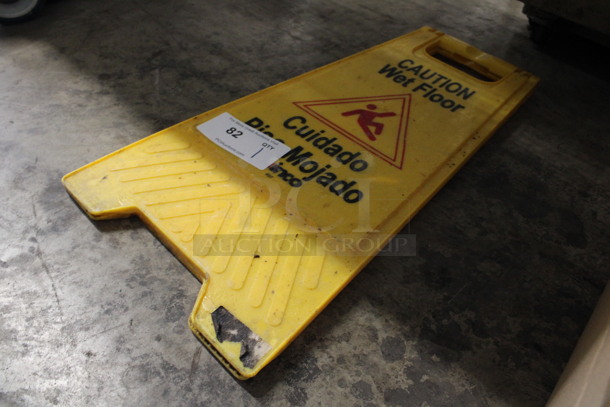 Yellow Poly Wet Floor Caution Sign. 12x1x25 - Image 2 of 2