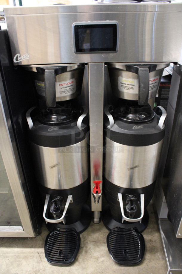 Curtis Model G4TP2T10A3100 Stainless Steel Commercial Countertop Coffee Machine w/ 2 Coffee Satellite Servers and 2 Metal Brew Baskets. 220 Volts, 1 Phase. 20x20x36 - Image 4 of 6