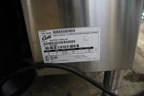 Curtis Model G4TP2T10A3100 Stainless Steel Commercial Countertop Coffee Machine w/ 2 Coffee Satellite Servers and 2 Metal Brew Baskets. 220 Volts, 1 Phase. 20x20x36 - Image 6 of 6