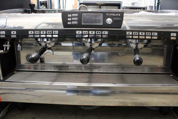 LATE MODEL! Nuova Simonelli Aurelia II Stainless Steel Commercial Countertop 3 Group Espresso Machine w/ 4 Portafilters, 2 Steam Wands, Touchscreen and Original Manual. 208-240 Volts. 41x25x25 - Image 2 of 9