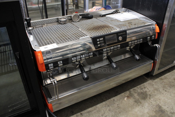 LATE MODEL! Nuova Simonelli Aurelia II Stainless Steel Commercial Countertop 3 Group Espresso Machine w/ 4 Portafilters, 2 Steam Wands, Touchscreen and Original Manual. 208-240 Volts. 41x25x25 - Image 4 of 9