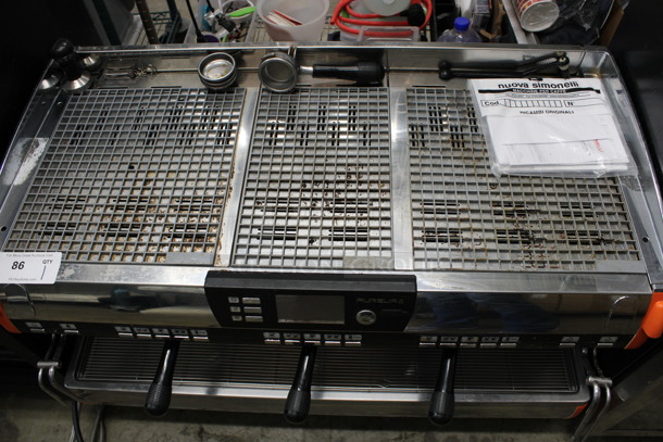 LATE MODEL! Nuova Simonelli Aurelia II Stainless Steel Commercial Countertop 3 Group Espresso Machine w/ 4 Portafilters, 2 Steam Wands, Touchscreen and Original Manual. 208-240 Volts. 41x25x25 - Image 6 of 9