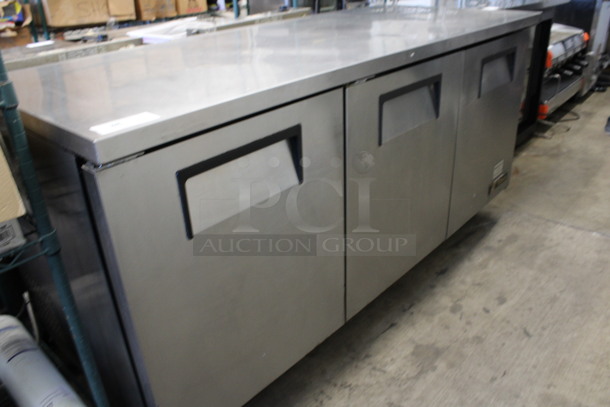 2016 True Model TUC-72 Stainless Steel Commercial 3 Door Undercounter Cooler on Commercial Casters. 115 Volts, 1 Phase. 72.5x30x36. Tested and Working! - Image 3 of 8