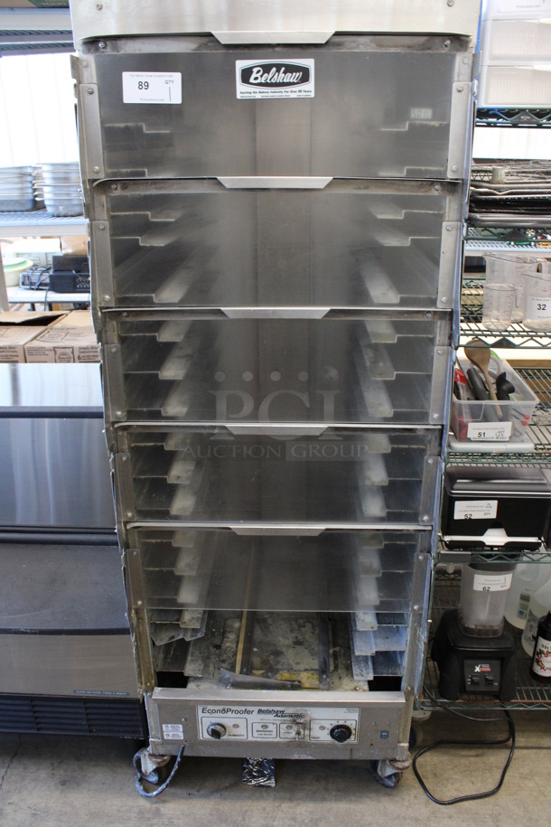 Belshaw Metal Commercial EconoProofer Proofing Cabinet on Commercial Casters. 27x33x75. Tested and Does Not Power On