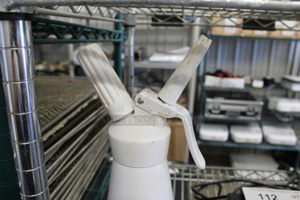 White Metal Whipped Cream Sprayer. Goes GREAT w/ Lot 73! 5x3.5x14 - Image 2 of 3