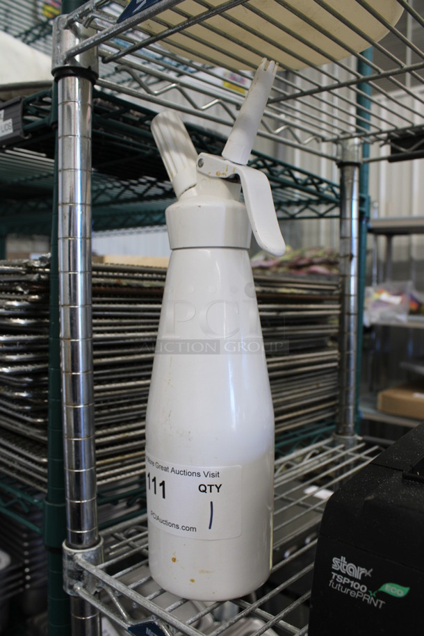 White Metal Whipped Cream Sprayer. Goes GREAT w/ Lot 73! 5x3.5x14 - Image 3 of 3