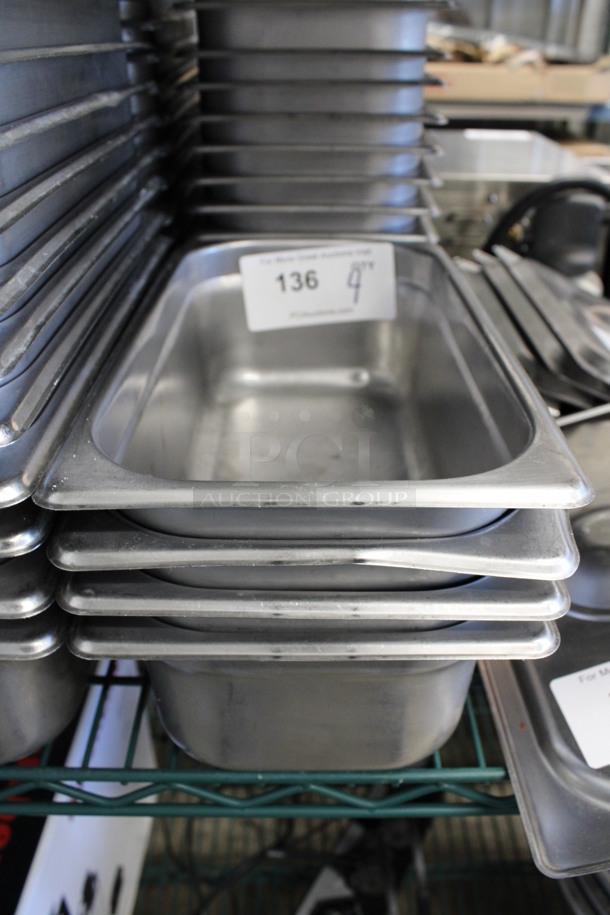 4 Stainless Steel 1/3 Size Drop In Bins. 1/3x4. 4 Times Your Bid!