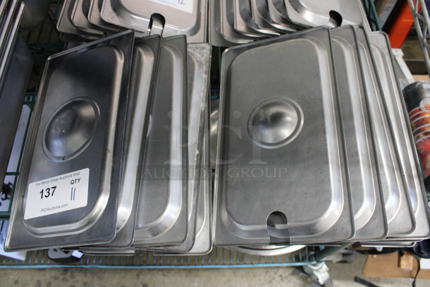 11 Stainless Steel 1/3 Size Drop In Bin Lids. 11 Times Your Bid!