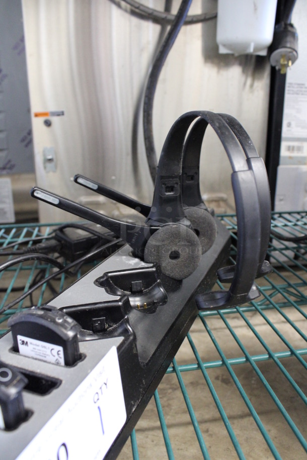 3M Model G5F1 Countertop Drive Thru Headset Charging Station w/ 2 Par Headsets and 2 3M Model G5L1 Batteries. 20x3x2.5 - Image 3 of 6
