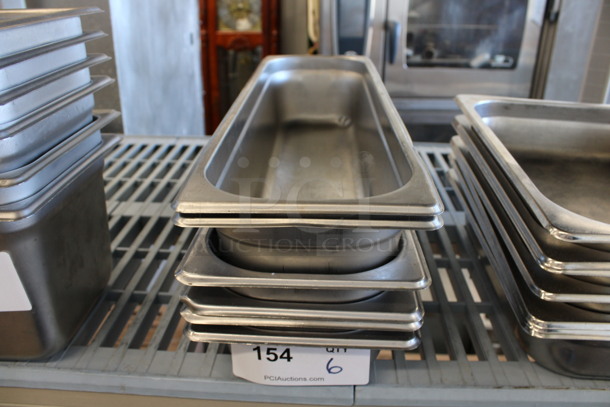 6 Stainless Steel Drop In Bins. 6.5x21x2.5. 6 Times Your Bid!