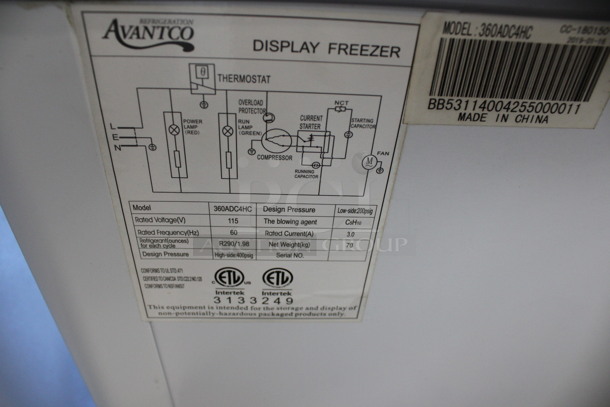 Avantco Model 360ADC4HC Metal Commercial Chest Display Freezer Merchandiser on Commercial Casters. 115 Volts, 1 Phase. 26x27x35. Tested and Working! - Image 5 of 5