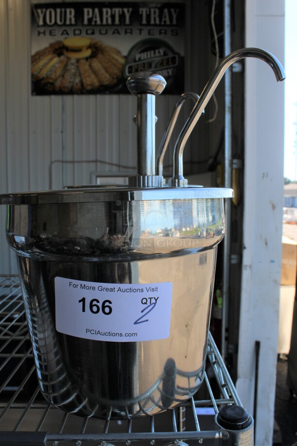 2 Stainless Steel Bins w/ Pump Lids. 9.5x9.5x14 2 Times Your Bid!