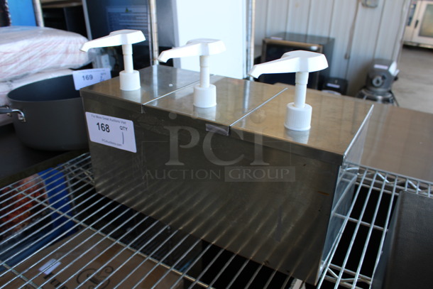 Metal Countertop 3 Bin Condiment Pump. 16x7.5x11 - Image 3 of 4