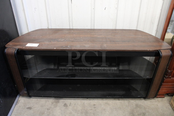 Wood Pattern TV Stand w/ 2 Metal Undershelves. 55x19x23