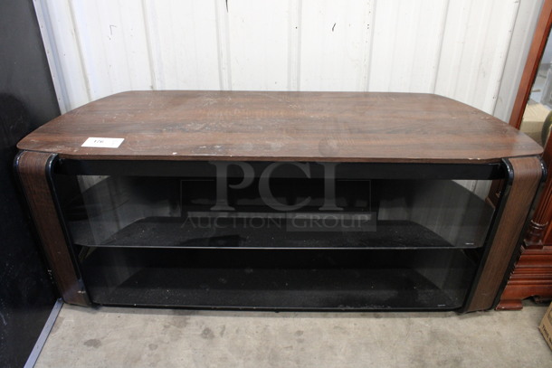 Wood Pattern TV Stand w/ 2 Metal Undershelves. 55x19x23 - Image 1 of 4