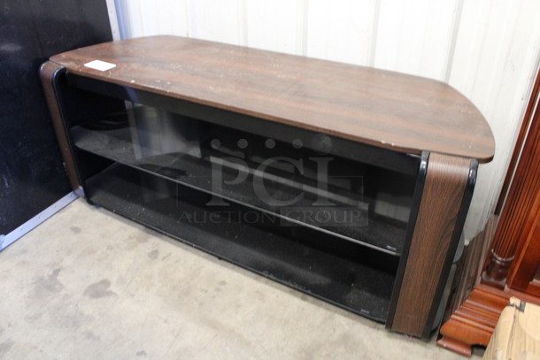 Wood Pattern TV Stand w/ 2 Metal Undershelves. 55x19x23 - Image 2 of 4
