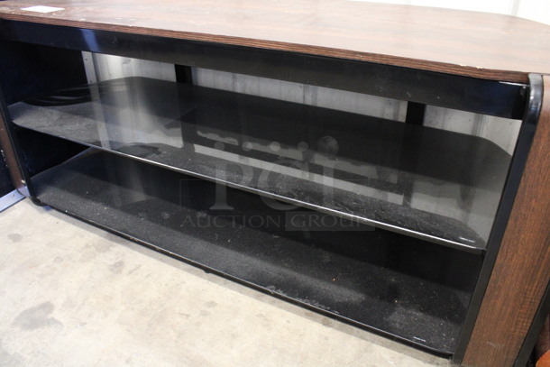 Wood Pattern TV Stand w/ 2 Metal Undershelves. 55x19x23 - Image 3 of 4