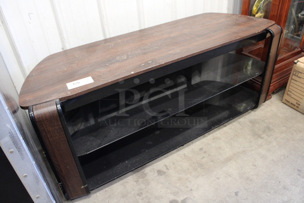 Wood Pattern TV Stand w/ 2 Metal Undershelves. 55x19x23 - Image 4 of 4