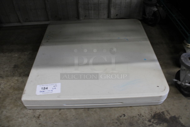 ALL ONE MONEY! Lot of Folding Table and White Poly Rack! 25x22.5x0.5, 48x24x22 - Image 2 of 3