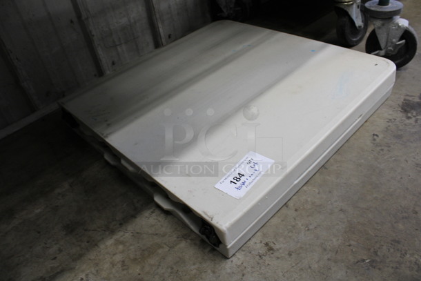 ALL ONE MONEY! Lot of Folding Table and White Poly Rack! 25x22.5x0.5, 48x24x22 - Image 3 of 3