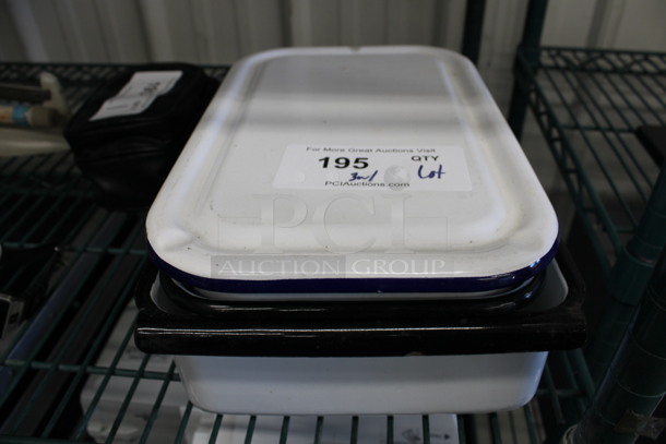 ALL ONE MONEY! Lot of 3 Various Metal Bins w/ 1 Lid! Includes 12.5x8.5x3.5 - Image 1 of 3