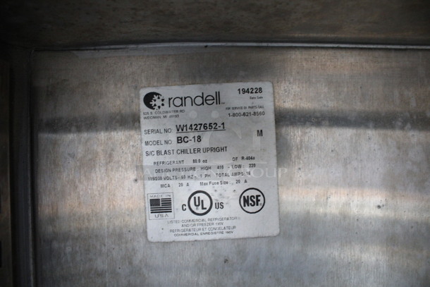 2016 Randell Model BC-18 Stainless Steel Commercial Floor Style Blast Chiller. 115/230 Volts, 1 Phase. 40x36x71 - Image 4 of 5