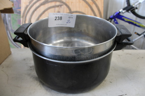 2 Various Metal Stock Pots. Includes 12x9.5x4. 2 Times Your Bid!