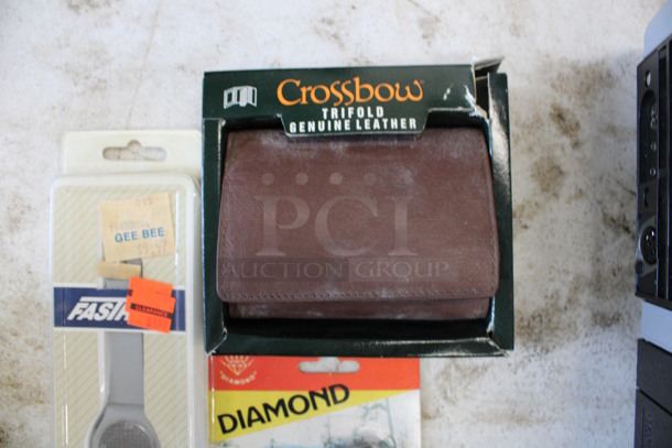 ALL ONE MONEY! Lot of 3 BRAND NEW Items; Crossbow Leather Wallet, Diamond Pocket Knife and Watch! - Image 3 of 3