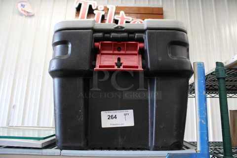 Rubbermaid Black Poly Portable Bin w/ Lid. 18x27x16