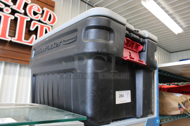 Rubbermaid Black Poly Portable Bin w/ Lid. 18x27x16 - Image 2 of 3