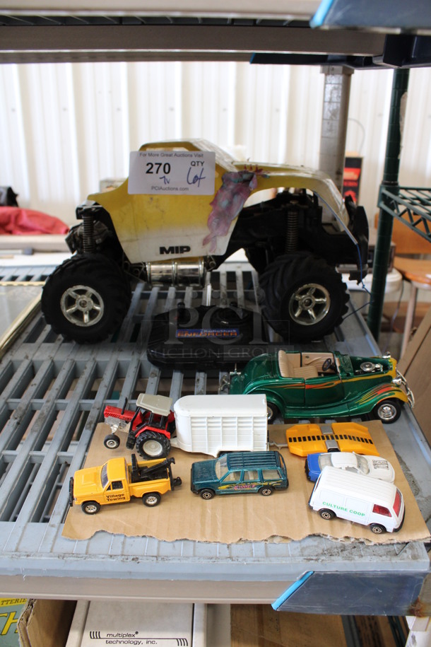 ALL ONE MONEY! Lot of 7 Various Vehicles Including Remote Controlled and Tractor!